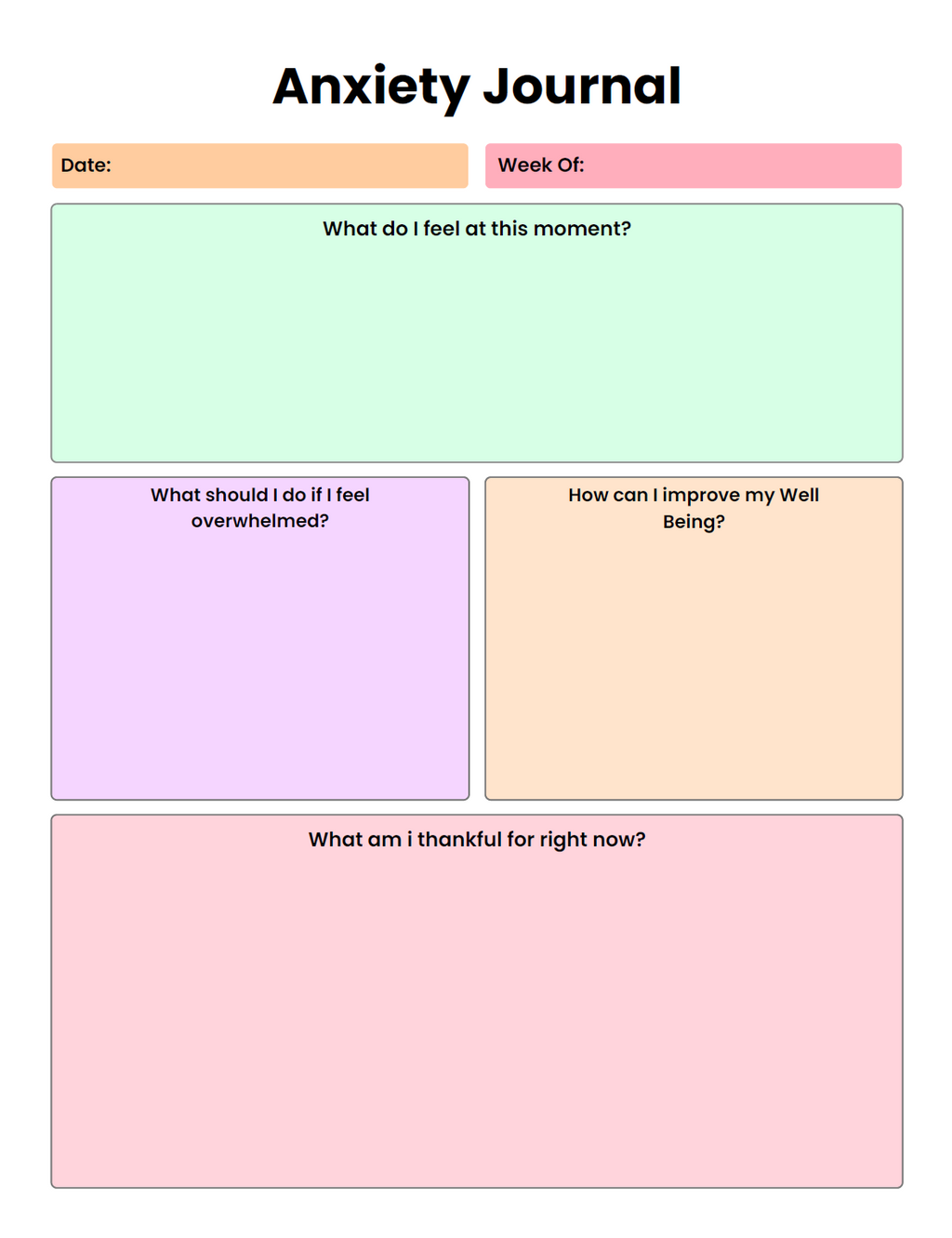 Anxiety Relief Worsheet