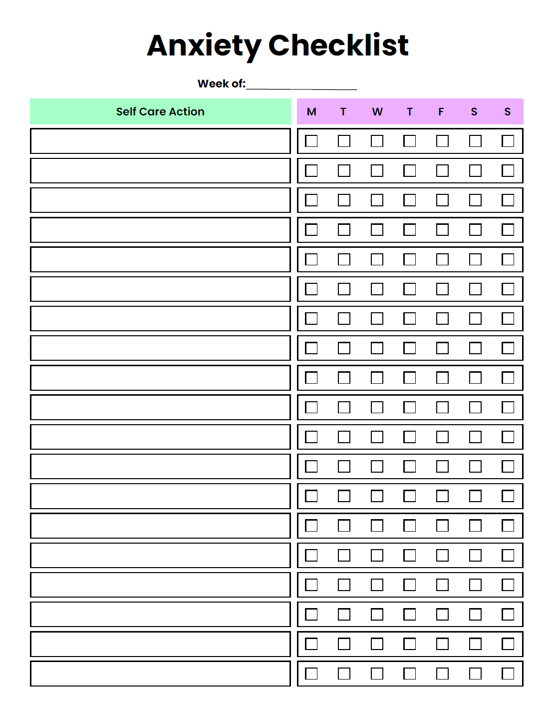 Anxiety Relief Worsheet