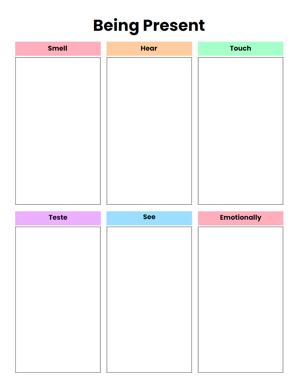 Anxiety Relief Worsheet