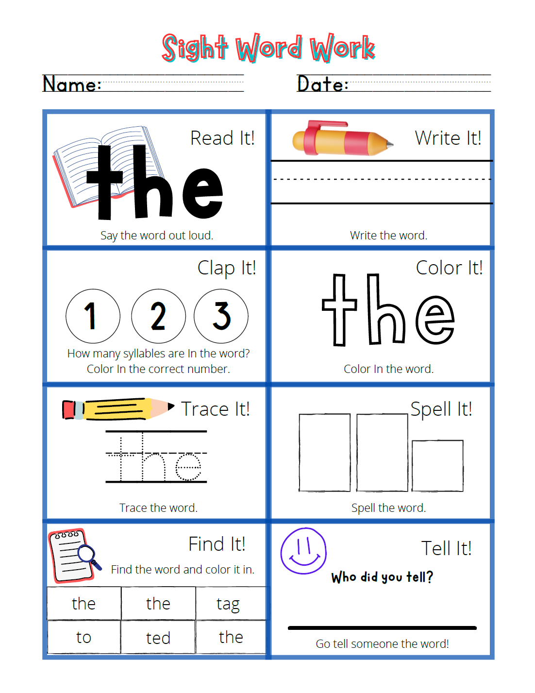 Sight Words Activity Workbook