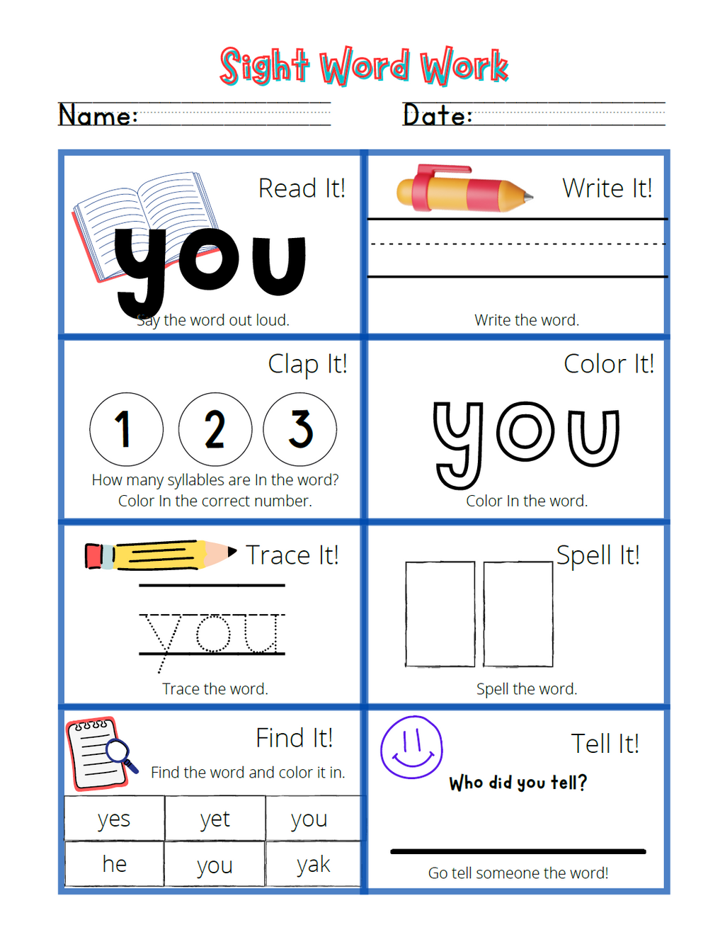 Sight Words Activity Workbook